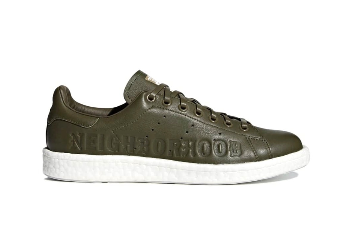 NEIGHBORHOOD x adidas i-5923 Stan Smith Boost Sneaker Details Cop Purchase Buy Sneakers Kicks Trainers Shoes Footwear Kamanda Olive Green
