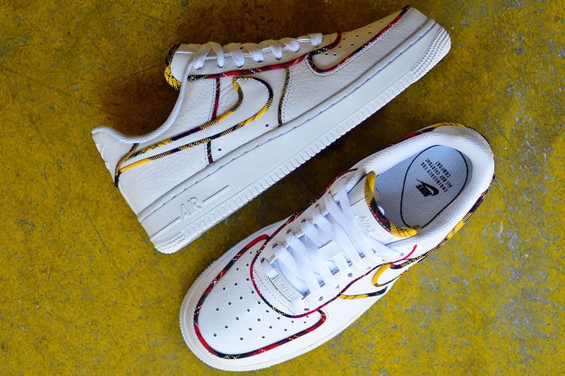 Nike Air Force 1 Low Tartan Prints white leather University Red Amarillo sneakers