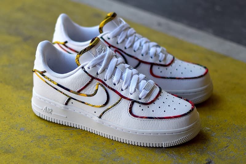 Nike Air Force 1 Low Tartan Prints white leather University Red Amarillo sneakers