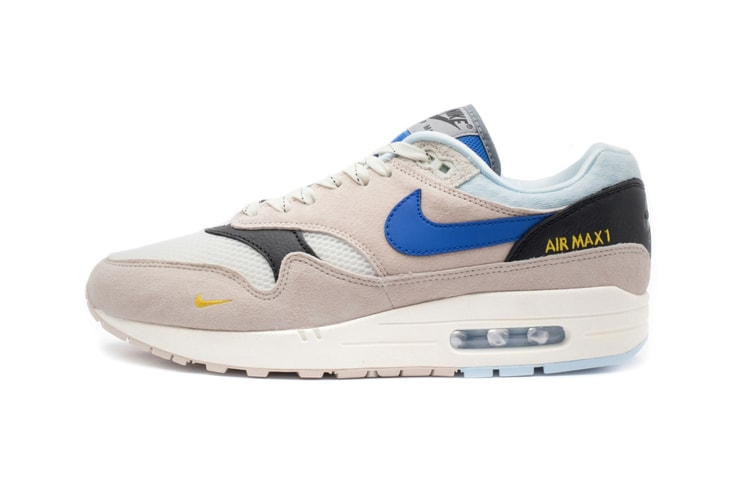 Nike Air Max 1 "Desert Sand/Royal Blue" Flaunts New Logo Accents