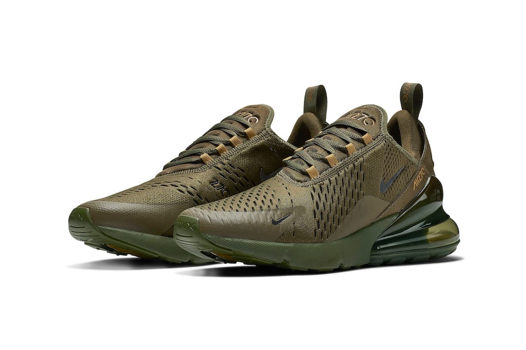 nike air max 270 olive green and gold 