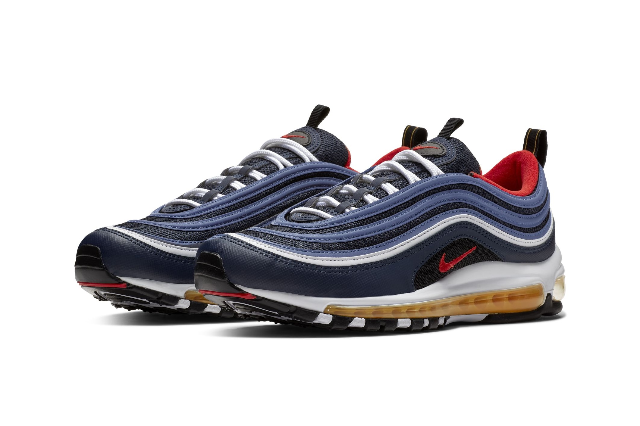 Nike Air Max 97 Midnight Navy Habanero Red Release info sneaker colorway date price navy red yellow