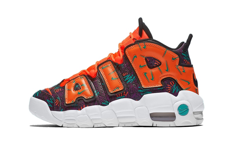 nike air more uptempo gs mismatched 2018 nike sportswear footwear total orange black hyper jade bordeaux