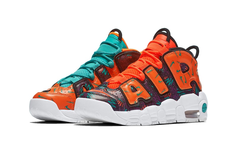 nike air more uptempo gs mismatched 2018 nike sportswear footwear total orange black hyper jade bordeaux