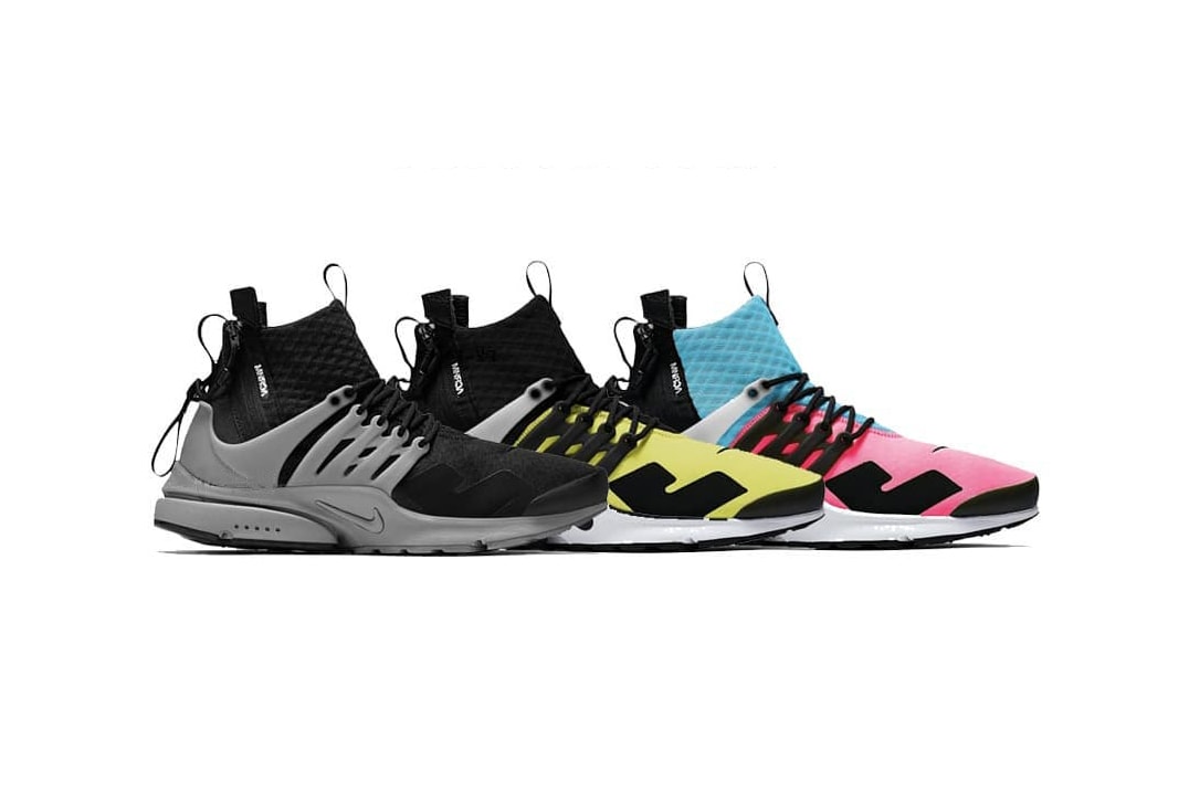 Nike Acronym Air Presto Mid Collaboration 2018 new sneakers black gray grey yellow blue pink white cool racer photo dynamic september 8
