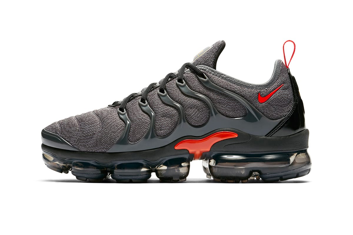 red and gray nike vapormax
