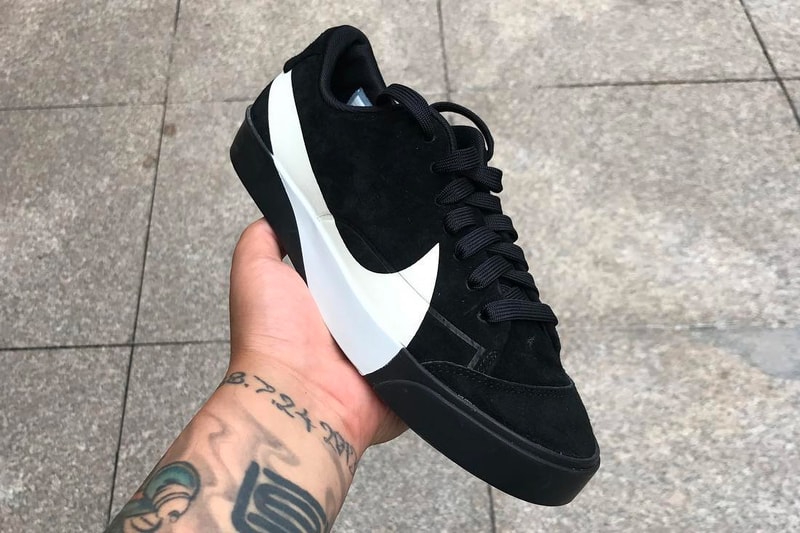 Nike Blazer City Low XS Oversized Swoosh Reveal Black White Teaser Info Big