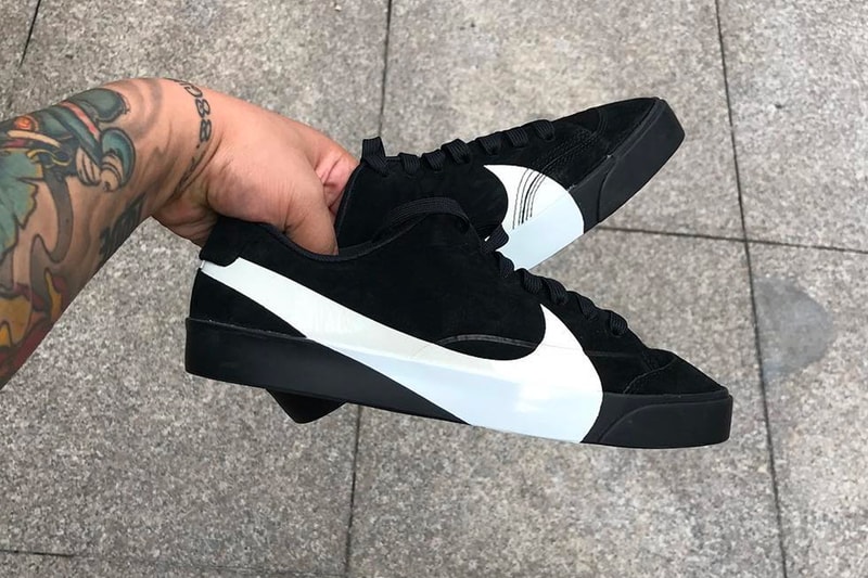Nike Blazer City Low XS Oversized Swoosh Reveal Black White Teaser Info Big