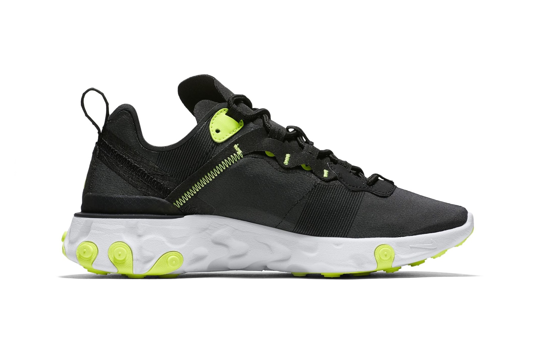 nike react element 55 first look colorways Black Cool Grey White Volt