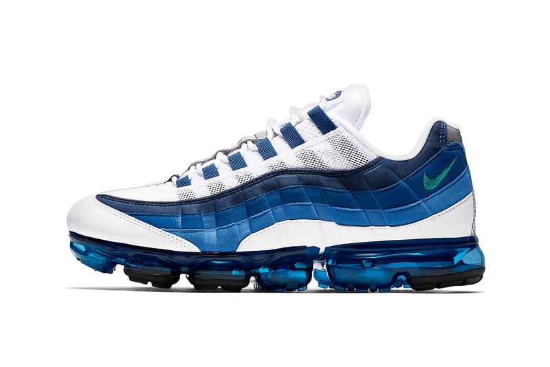 nike vapormax 95 drop release date closer look colorway release september 6 2018 White New Green French Blue Lake Blue Obsidian AJ7292-100 sneaker shoe footwear nsw sportswear