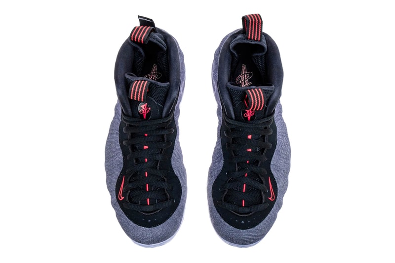 Nike Air Foamposite One Denim Release Date Obsidian Black University Red sneaker colorway