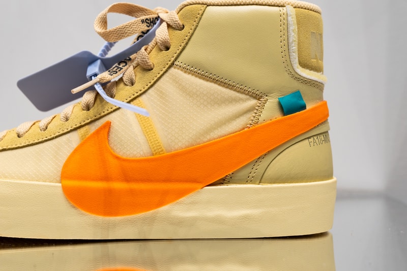 Off-White Nike Blazer Spooky Pack Closer Look blazer orange black collaboration release drop date cop purchase buy sale sell all hallows eve grim reepers name official confirm high