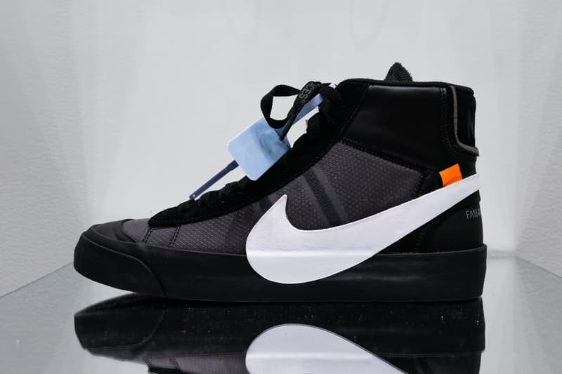 Off-White Nike Blazer Spooky Pack Closer Look blazer orange black collaboration release drop date cop purchase buy sale sell all hallows eve grim reepers name official confirm high