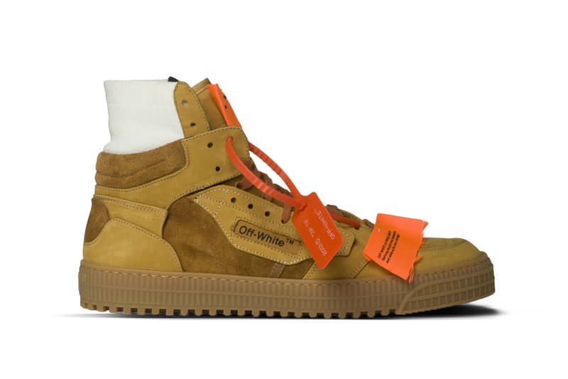 Off-White off court sneaker camel suede tan beige drop release date info closer look orange gum sole 740 usd virgil abloh