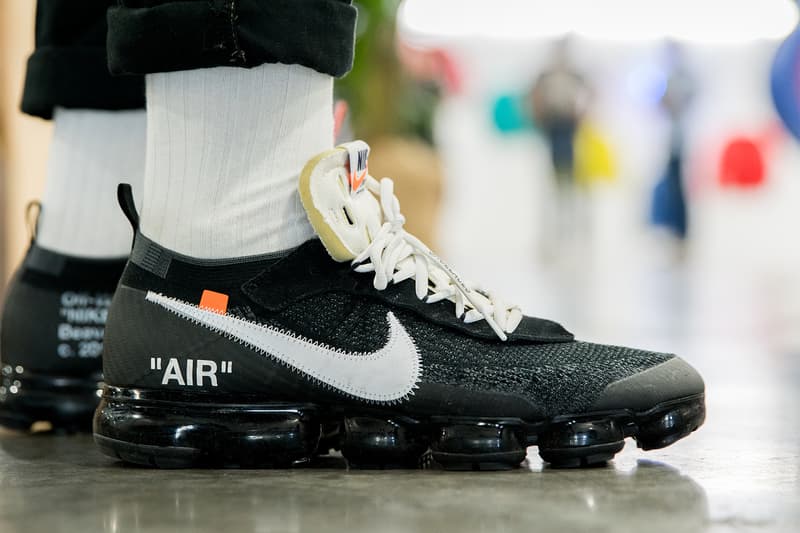#OnFeet Agenda Las Vegas 2018 Pusha T Chief Keef Air Jordan 1 Retro High Off-White Chicago, adidas x Raf Simons Ozweego, Nike Element React 87, NikeCraft Mars Yard Shoe 2.0 Tom Sachs Space Camp, Nike SB Blazer Supreme, ACRONYM x Nike Air VaporMAx Moc 2, Nike Air Max 1 Parra, and the Air Jordan 3 Retro Oregon Pit Crew