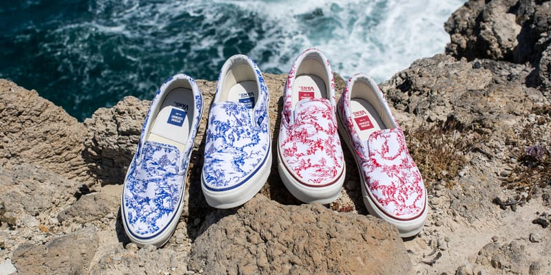 patterned slip on vans