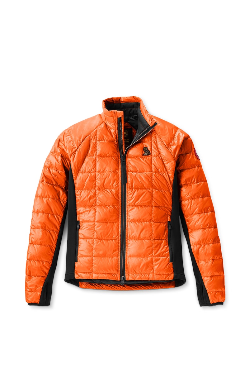 ovo canada goose collaboration fall winter 2018 hybridge jacket yellow white orange black drake august 24 drop release date look info news sneak peak colorways price retail buy sale sell padded shoulder cross body bag transformable Electric Blaze Electric Fizz White Noise