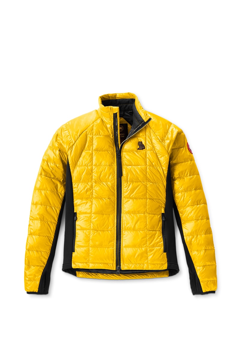 ovo canada goose collaboration fall winter 2018 hybridge jacket yellow white orange black drake august 24 drop release date look info news sneak peak colorways price retail buy sale sell padded shoulder cross body bag transformable Electric Blaze Electric Fizz White Noise