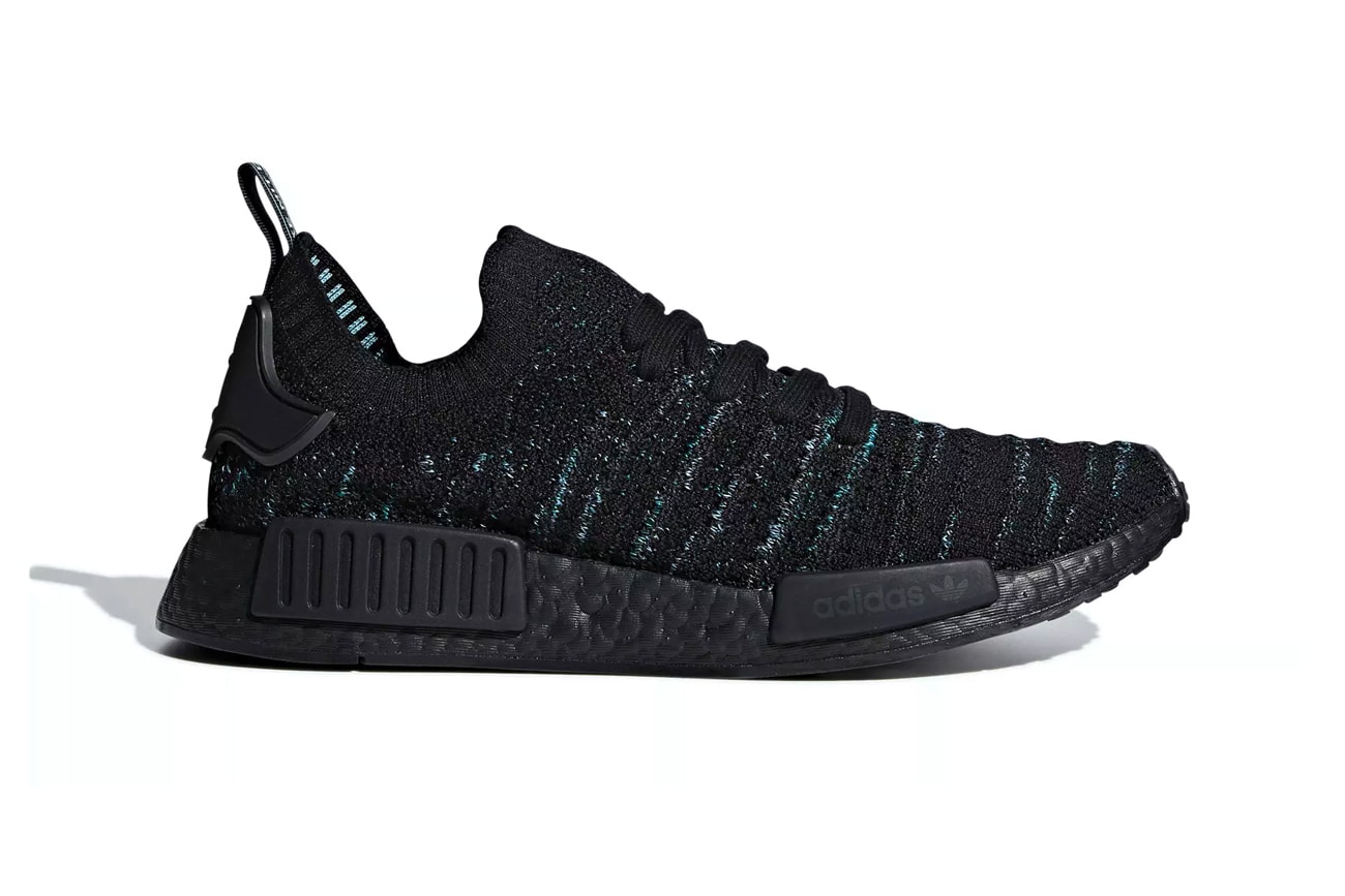 Parley x adidas NMD_R1 "Core Black/Blue Spirit" release date sneaker recycled plastic info price black blue green parley for the oceans