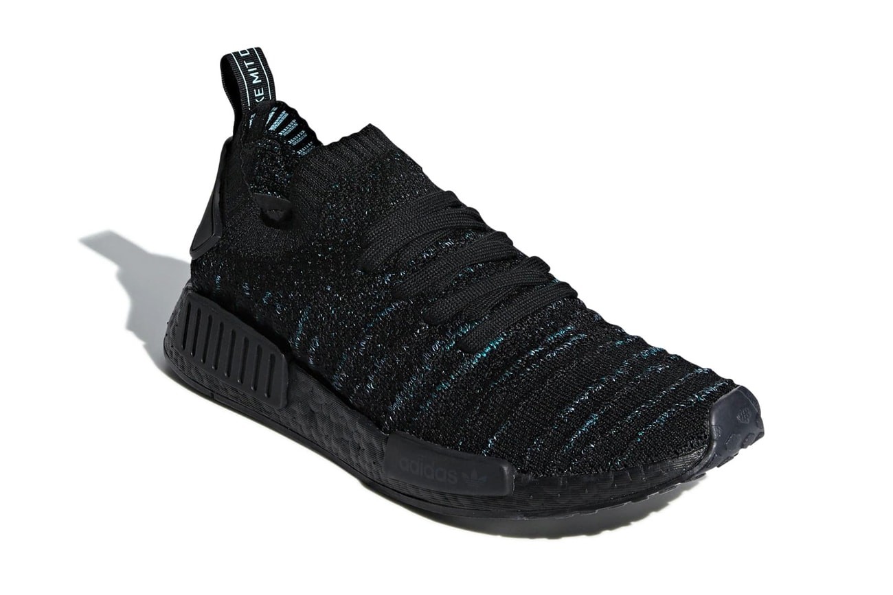 Parley x adidas NMD_R1 "Core Black/Blue Spirit" release date sneaker recycled plastic info price black blue green parley for the oceans