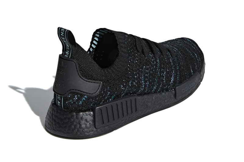 Parley x adidas NMD_R1 "Core Black/Blue Spirit" release date sneaker recycled plastic info price black blue green parley for the oceans