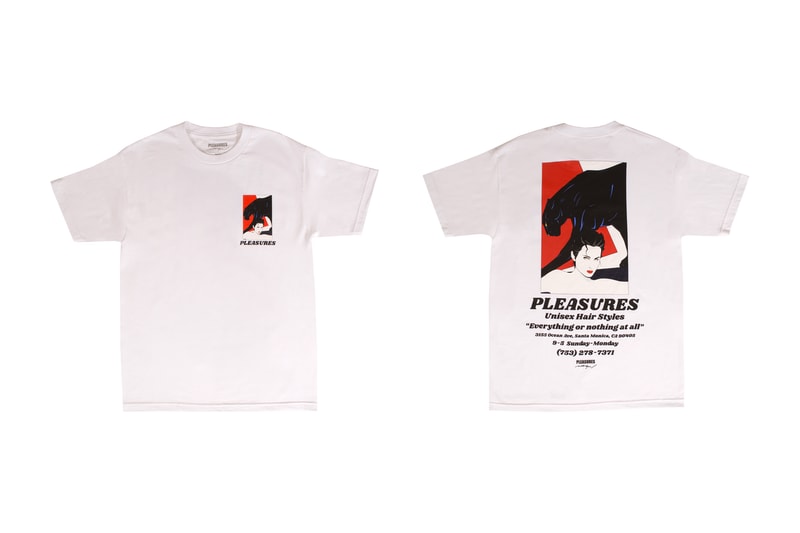Patrick Nagel PLEASURES Capsule Collection Arrested Salon Destination Blindfold Short Long Sleeve T Shirt Hoodie Crewneck Alex James