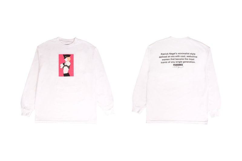 Patrick Nagel PLEASURES Capsule Collection Arrested Salon Destination Blindfold Short Long Sleeve T Shirt Hoodie Crewneck Alex James