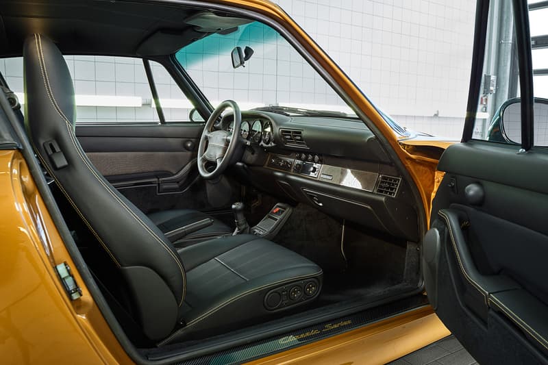 porsche 1998 911 turbo 993 project gold restoration upgrade body 450 horsepower flat six engine golden yellow metallic paint job exclusive auction october 27 2018 sothebys