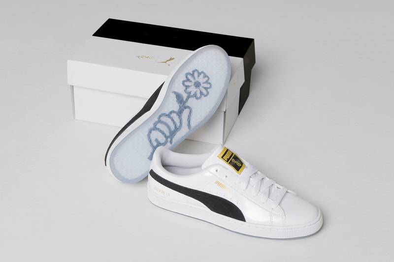 PUMA Korean Boy Band BTS Basket Silhouette black gold white leather