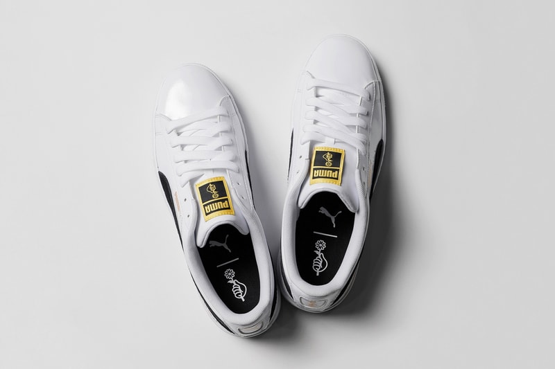 PUMA Korean Boy Band BTS Basket Silhouette black gold white leather
