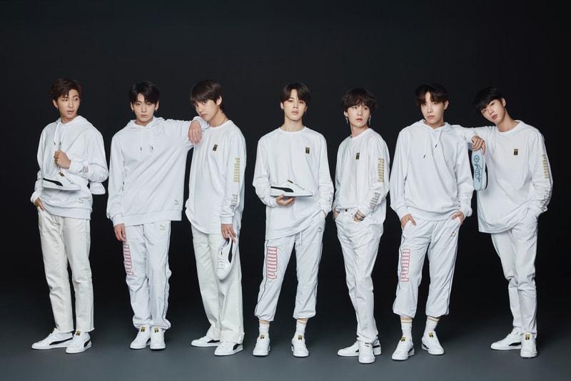 PUMA Korean Boy Band BTS Basket Silhouette black gold white leather