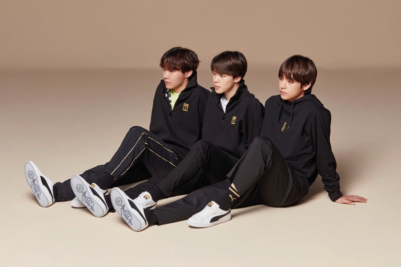 PUMA Korean Boy Band BTS Basket Silhouette black gold white leather