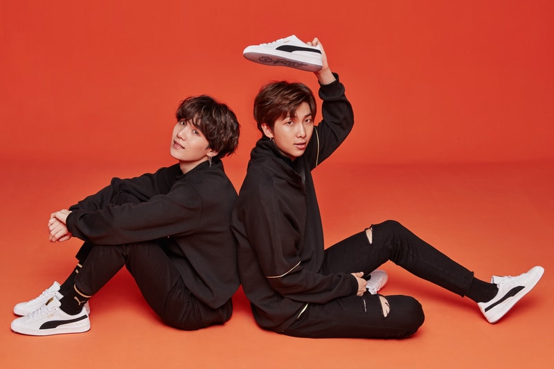 PUMA Korean Boy Band BTS Basket Silhouette black gold white leather