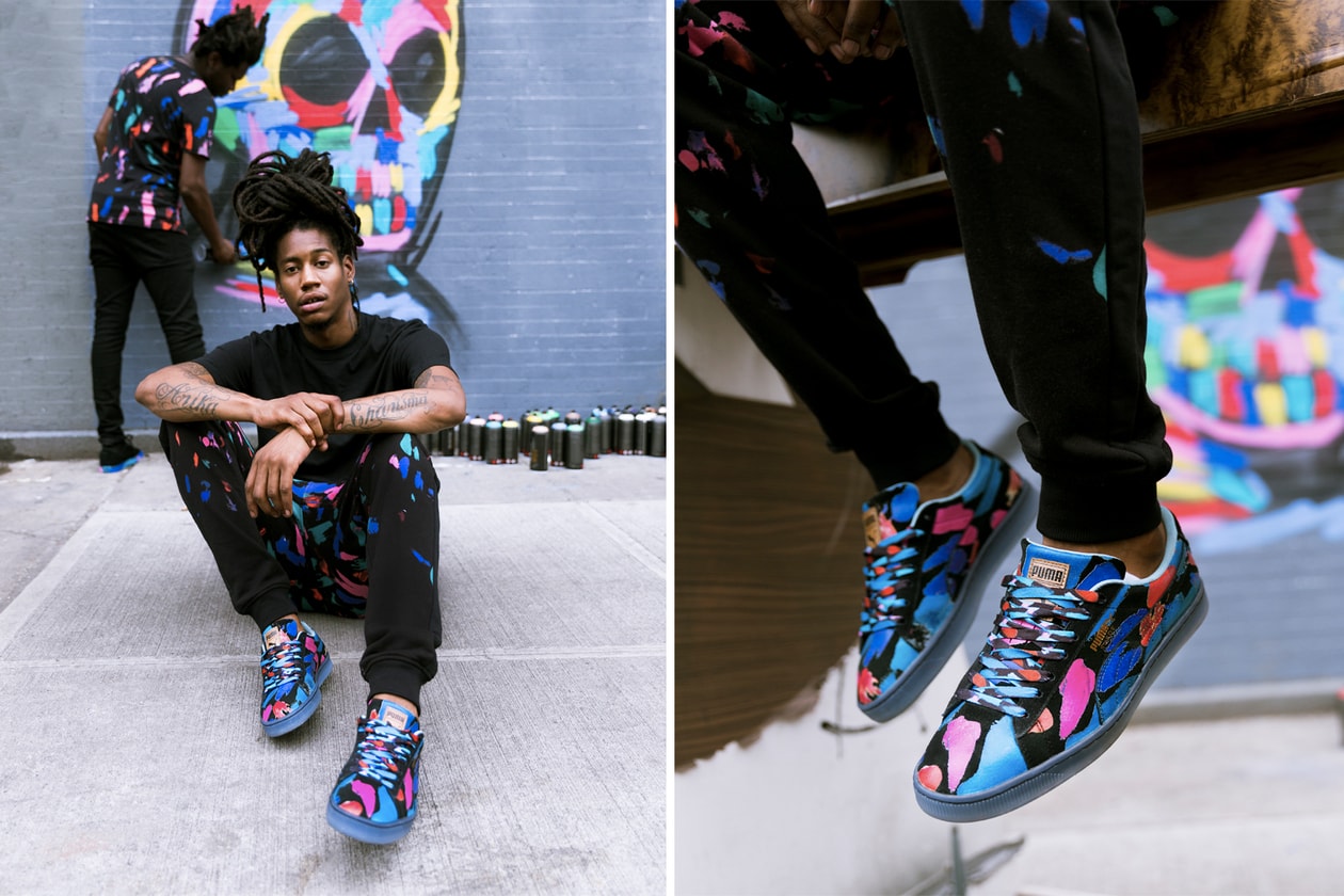 PUMA suede Bradley Theodore Interview clothes track suits sneaker low top colors pantone swatches skeletons skulls new york painting street art