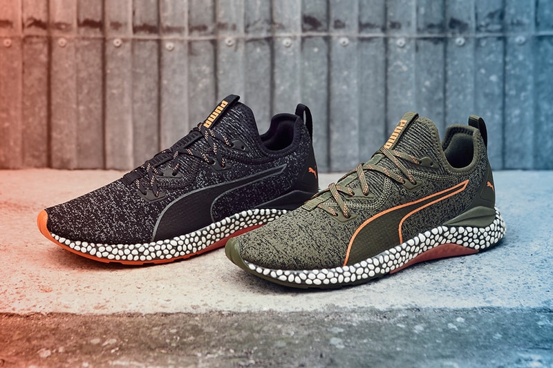 PUMA Hybrid Runner Unrest Release Black Firecracker Forest Night Black Orange Khaki Green IGNITE foam NRGY beads EvoKNIT