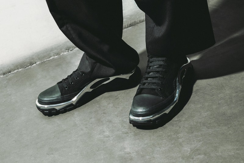 adidas detroit runner black raf simons sneakers black and silver
