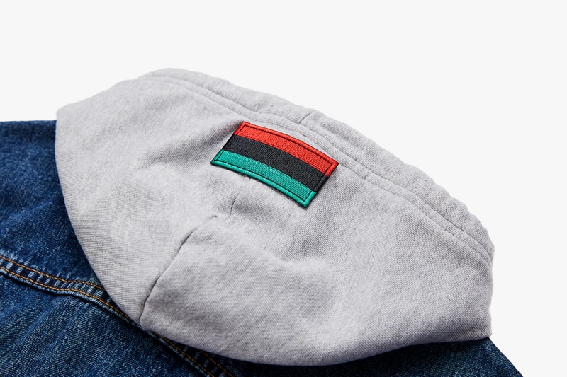 spike lee levis trucker jacket collaboration washed blue denim black jean hoodie sweater patches sho nuff ya dig august 9 2018 release date drop buy purchase sale sell defend brooklyn indigo