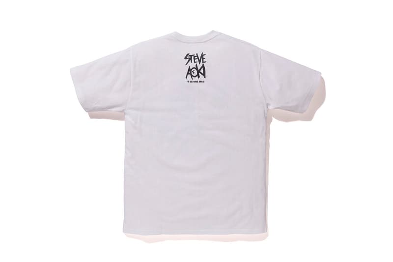 Steve Aoki BAPE Capsule Collection Green Camo DJ collaboration hoodie tee shirt graphic ape head grey black white
