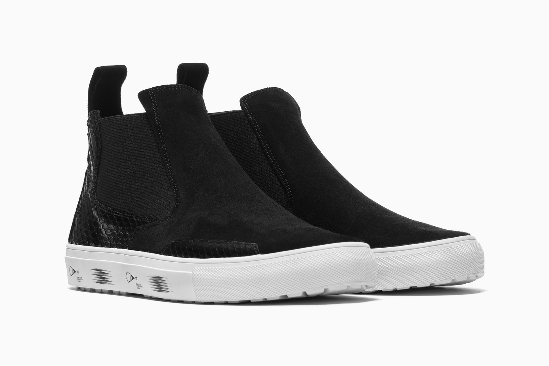 Stone Island Shadow Project 10 Year Anniversary Slip on boot Black Suede Snakeskin
