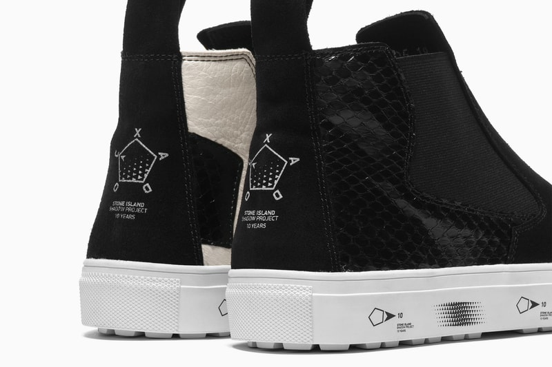 Stone Island Shadow Project 10 Year Anniversary Slip on boot Black Suede Snakeskin