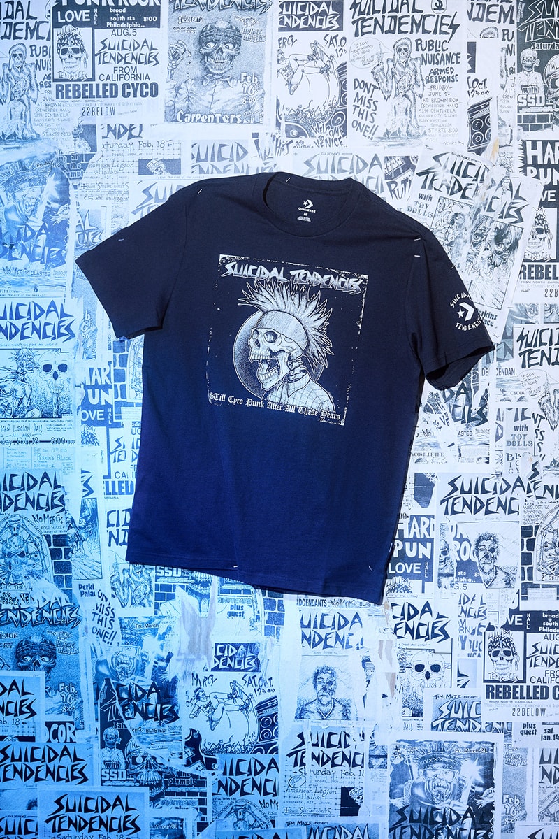 converse suicidal tendences collaboration capsule chuck taylor all star hoodie sweater shirt tee printed screen black white monochrome color september 7 2018