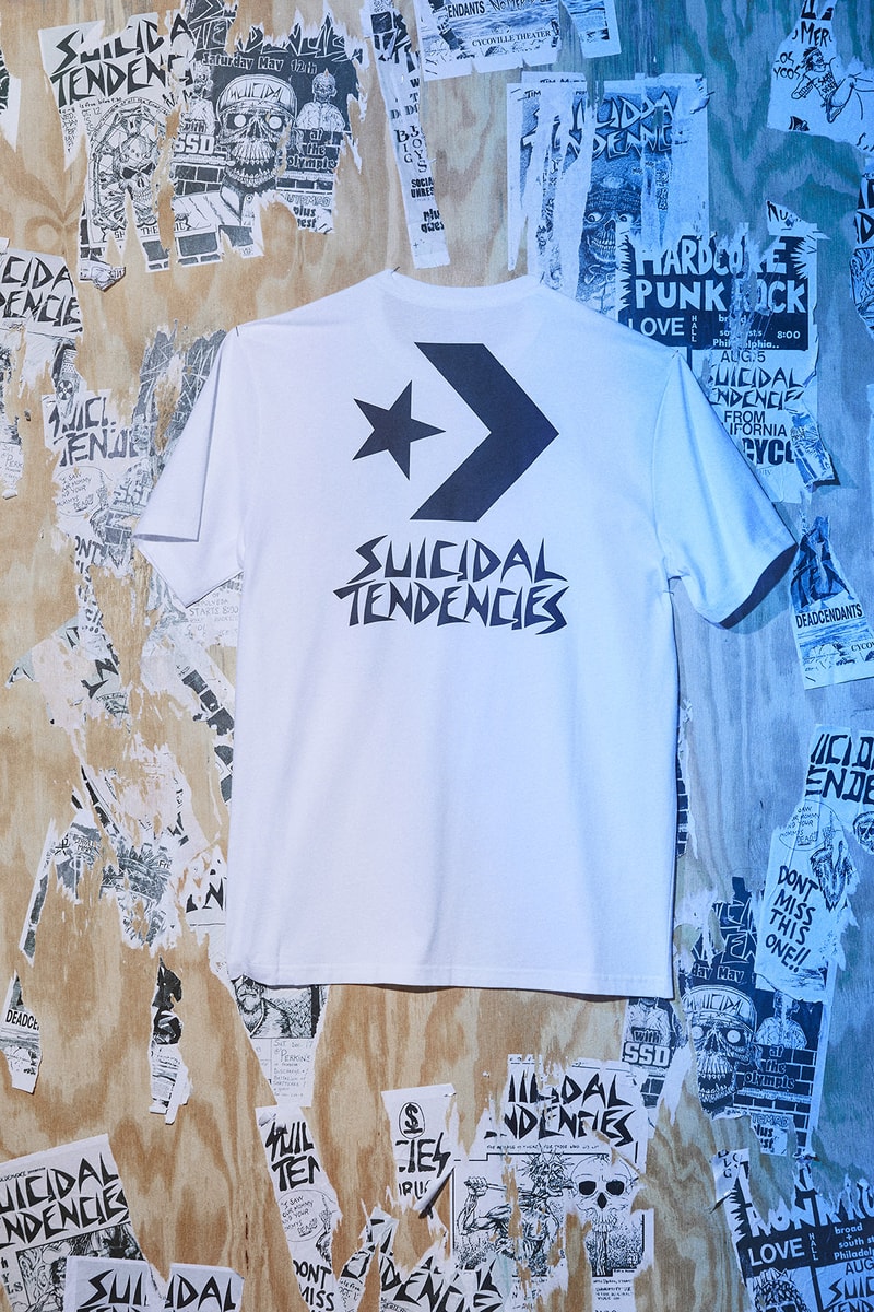 converse suicidal tendences collaboration capsule chuck taylor all star hoodie sweater shirt tee printed screen black white monochrome color september 7 2018