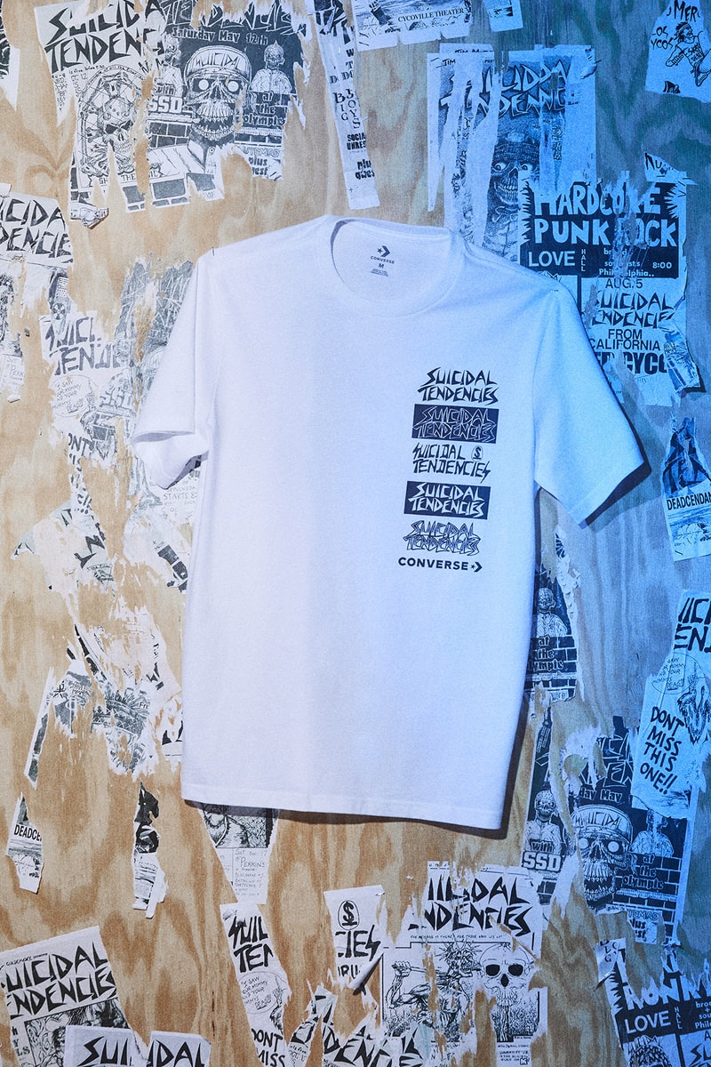 converse suicidal tendences collaboration capsule chuck taylor all star hoodie sweater shirt tee printed screen black white monochrome color september 7 2018
