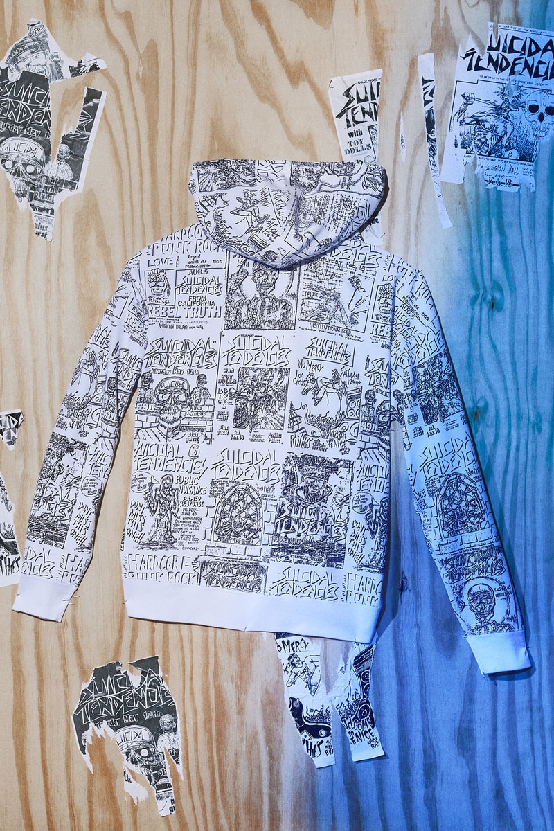 converse suicidal tendences collaboration capsule chuck taylor all star hoodie sweater shirt tee printed screen black white monochrome color september 7 2018