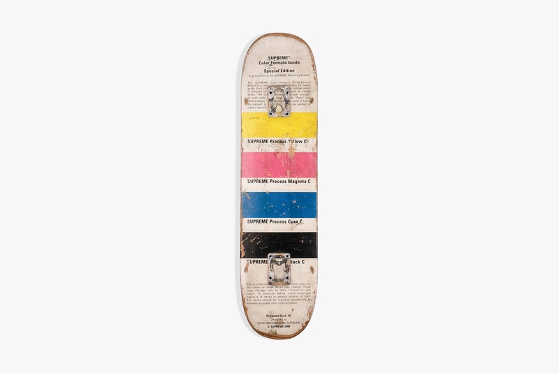 Supreme Artist Collab Skate Deck Grailed Drop Cop Purchase Buy Limited Edition Sale Public Enemy "It Takes a Nation Of Millions” Chapman Bros Harmony Korine "Macaulay Culkin" Sean Cliver "Halloween" "Red Dipped Logo "Copyright" "Snow White" "Kermit The Frog" "Power Corruption & Lies" Ryan McGuiness "Pantone CMYK"