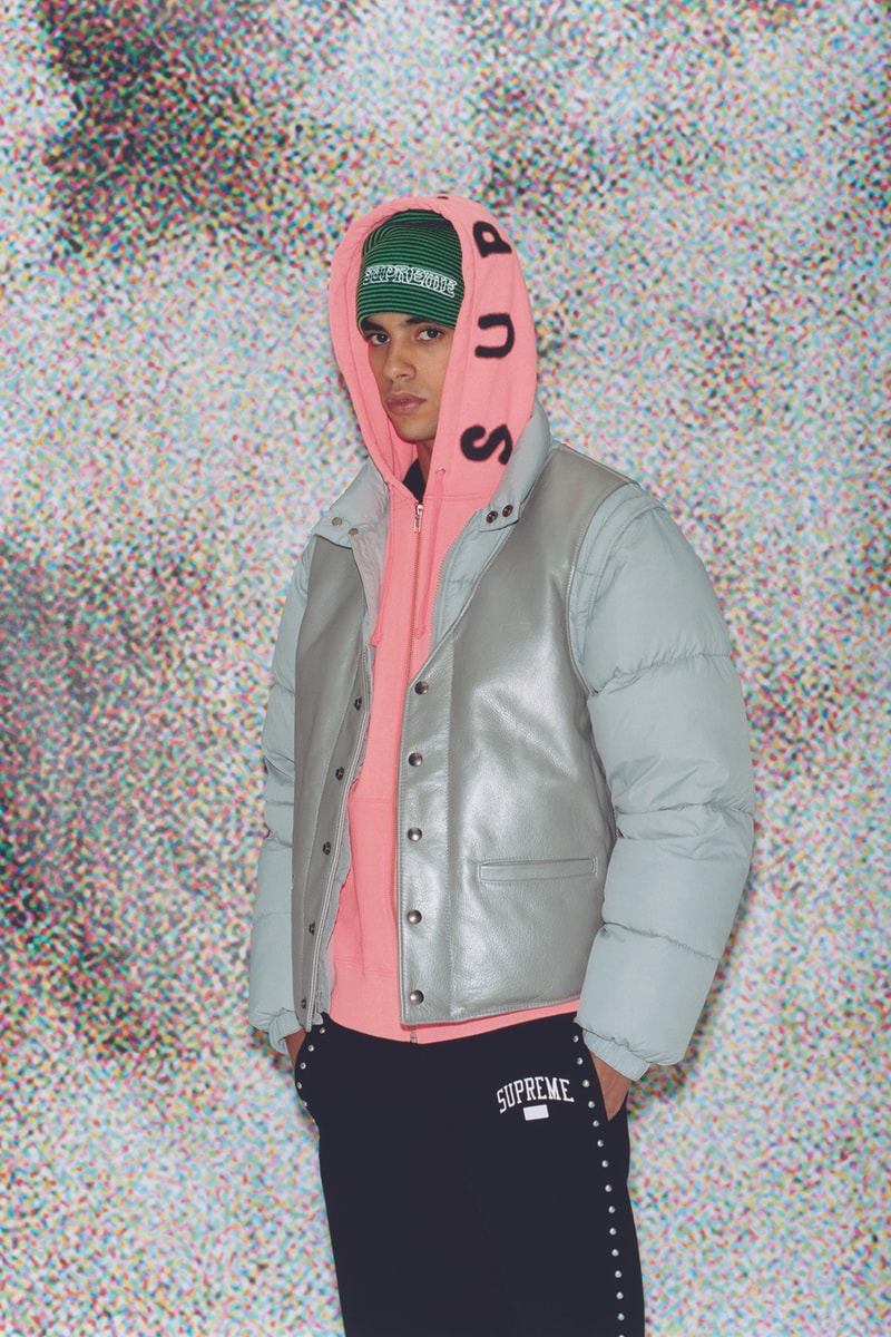 Supreme Fall/Winter 2018 Editorial Shoot Silver Jacket Pink Hoodie