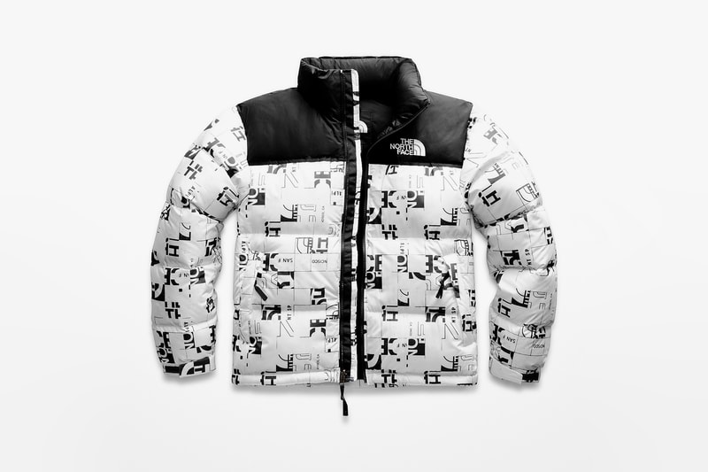The North Face broken grid capsule collection drop release fall winter 2018 nupste vest jacket parka hooded cap new era 59 50 fifty nine fifty retro vintage graphics print all over outerwear limited