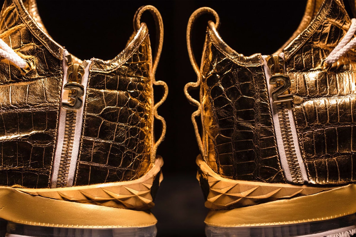 The Shoe Surgeon Nike Gold LeBron 15 custom sneakers LeBron James nba basketball