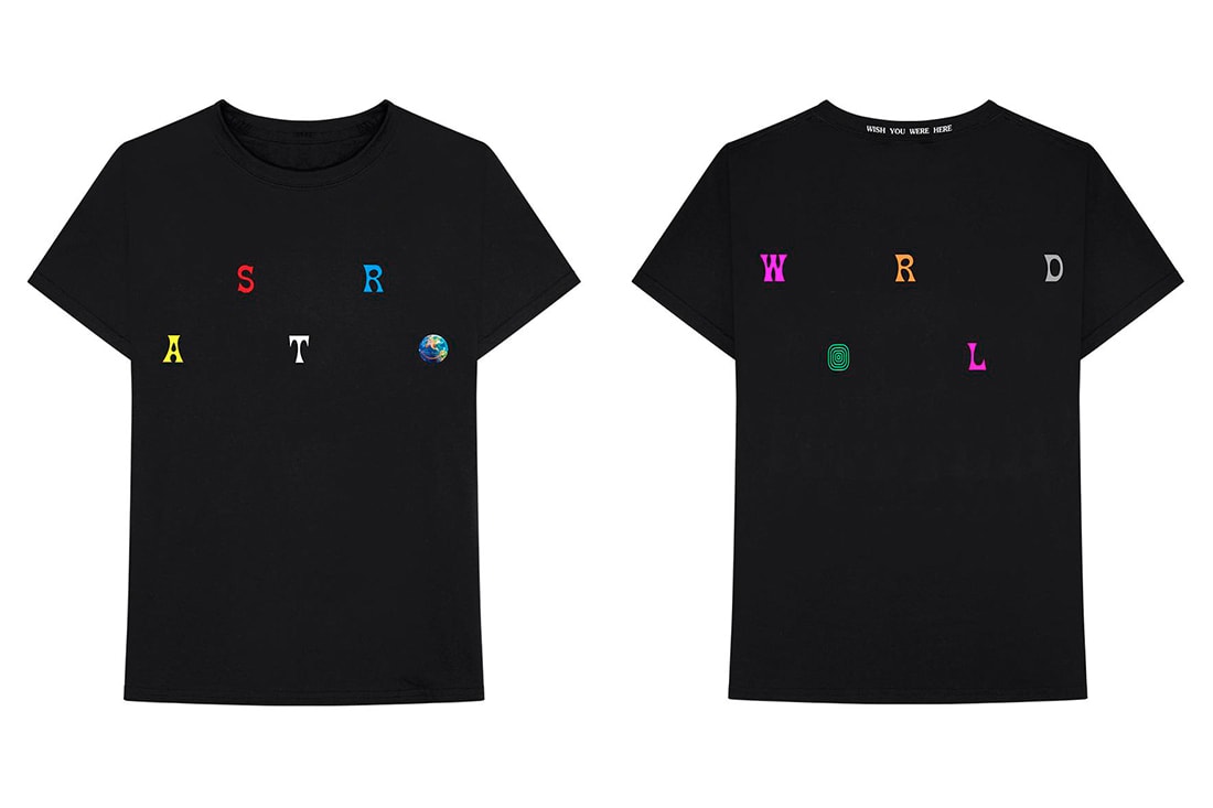 Travis Scott Astroworld Merch Collection Drop 7 short sleeve t shirt Scattered Color Logo Slides pre sale ticket access