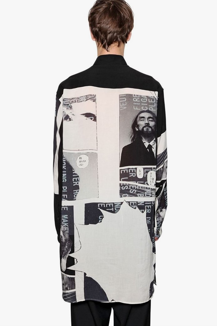 yohji yamamoto fall winter 2018 tencel printed shirt buy purchase black graphic imagery photo japanese LUISAVIAROMA sell sale